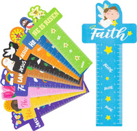 Haooryx 50Pcs Bookmark Rulers, 10 Styles Jesus Cross Measuring Ruler Bookmark for He is Risen Birthday Party Gift Favor Classroom Student Reward Kids Spring Holiday Present Basket Fillers