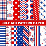 Haooryx 60pcs The 4th of July Patriotic Pattern Paper Set 15 Designs 11 Inch Independence Day Double-Sided Retro Scrapbook Specialty Paper-U.S. Flag Red Blue White Patriotic Decorative Craft Paper