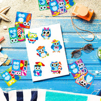 Haooryx 300pcs Summer Owl Make A Face Scene Sticker Roll Make Your Own Owl Decorative Sticker Mixed and Match Self-Adhesive DIY Summer Theme Sticker for Scrapbooking Water Bottle Laptop Decals