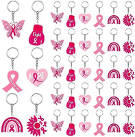 Haooryx 36pcs Breast Cancer Awareness Keychain for Girls Women, Pink Ribbon Hope Key Chain Breast Cancer Awareness Accessories Hope Fight Keychain Breast Cancer Awareness Party Favor Inspiring Gifts