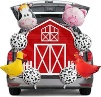 Haooryx 14Pcs Farm Theme Trunk Or Treat Decoration Banner Balloon for Cars, Red Farmhouse Car Trunk Banner Car Archway Garage Banner Animal Balloon Exterior Halloween indoor Outdoor Home Party Supply