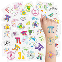 Haooryx 24 Pack Pi Day Tattoos Bulk Pi Symbol Temporary Tattoos Waterproof Lastingor Pi Day Stickers for Pi Day Present Theme Party Decorations School Classroom Student Math Class Favor Supplies