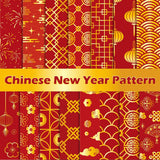 Haooryx 60pcs Chinese New Year Patterned Paper Set, Double-Sided 11’x11’ Red and Gold Spring Festival Theme Scrapbook Specialty Paper Chinese Lantern Firework Origami Paper DIY Craft Giftwrap Supplies