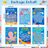 Haooryx 24pcs Ocean Mazes Books for Kids, Cute Ocean Animals Children Maze Activity Book 12 Difficulty Levels Puzzle games Classroom Problem-Solving DIY Colorable Maze Books for Beginners Ages 5-12