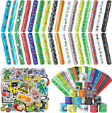 Haooryx 82pcs Video Game Slap Bracelets With Gaming Controller Stickers Set Cute Gamer Slap Wristband for Kid Birthday Video Game Cartoon Sticker Decals Party Favor Supplies Kids Classroom Reward