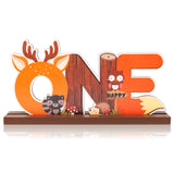Haooryx Woodland Animals ONE Letter Sign Wooden Centerpiece, Forest Animal Theme Party Decoration Baby 1st Birthday Photo Props for One Year Old Kids First Birthday Happy Fall Baby Shower Decor