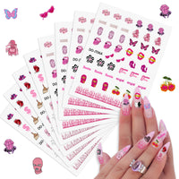 Haooryx 8 Sheets Y2k Baddie Girl Nail Stickers, Super Baddie Girly Aesthetic Nail Decals Women Girls Fingers Pink Trendy Manicure Sticker Money Lips Nail Art Decals Cool Sexy Girl Nail Art Supplies