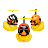 Haooryx 3 Pack Cute Rubber Duck Toys Car Ornaments Cool Glasses Yellow Ducks Car Dashboard Decoration Kit, Animal Series Helmet Ducks with Propellers Glasses Gold Chain for Adults, Teens, Kids Gift