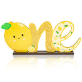 Haooryx Lemon ONE Letter Sign Wooden Table Centerpieces, Baby First Birthday Party Decoration Supplies Wood Table Topper Sign Spring Summer Lemon Theme 1st Birthday Milestone Baby Shower Photo Props