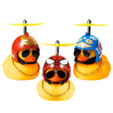 Haooryx 3 Pack Rubber Duck Toys Car Ornaments Helmet Yellow Duck Car Dashboard Decorations Set, Superhero Series Rubber Ducks with Propellers Helmet, Sunglasses, Gold Chain for Adults, Kids Gift