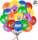 Haooryx 60Pcs JJ melon Balloons Party Supplies, 12'' Cartoon Latex Balloons Cute Super Baby JOJO Bath Song Theme Parties Favors for Baby Shower Kids Birthday Party Decorations Room Decor