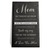 Haooryx Mom Hangable Canvas Poem Gifts, I Love You Mom Canvas Wall Art Gift for Mother from Son Daughter Mother's Day Birthday Gift Thanksgiving Day Christmas Present Home Bedroom Living Room Decor