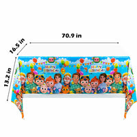 Haooryx 4Pcs JJ Melon Table Cover Party Decoration Supplies Disposable Plastic Tablecloths Cute Cartoon Tablecovers for Kids Super Baby JoJo Themed Birthday Party and Baby Shower Decoration Favors