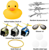 Haooryx 3 Pack Camouflage Rubber Duck Toys Car Ornaments Helmet Yellow Duck Car Dashboard Decoration Set, Camouflage Series Trim Suit Cool Ducks With Propellers Glasses Gold Chain for Kids Adults Gift