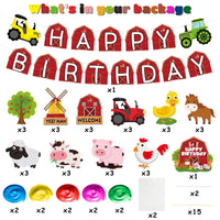 Haooryx 42pcs Farm Animals Birthday Decorations Supplies, Farm Barn Happy Birthday Banner Hanging Swirls Table Centerpieces Cake Toppers Decor Kit for Kids Barnyard Animals Theme Party