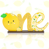 Haooryx Lemon ONE Letter Sign Wooden Table Centerpieces, Baby First Birthday Party Decoration Supplies Wood Table Topper Sign Spring Summer Lemon Theme 1st Birthday Milestone Baby Shower Photo Props