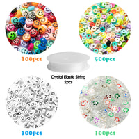 Haooryx 802pcs Y2K Smiley Face Beads Jewellery Making Kit, DIY Necklace Bracelet Earring Ring Making Acrylic Round Happy Face Charms Spacer Beads for Art Crafts Christmas Gift for Women Girls Teens