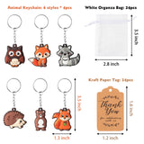 Haooryx 72pcs Woodland Animal Keychains Gifts with Thank You Kraft Tags and White Gift Bags Forest Key Chain Candy Goodie Bags Party Favors Supplies for Adult Kids Guests Return Birthday Baby Shower