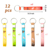 Haooryx 48Pcs Farm Animals Party Favors, Barnyard Animals Silicone Bracelets Wristbands Rubber Keychains Button Pins Cartoon Stickers Birthday Party Supplies Prize Gift Goodie Bag Fillers for Kids