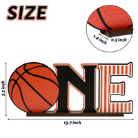 Haooryx Basketball ONE Letter Sign Wooden Centerpiece Table Decoration Basketball Table Topper for Baby Boys First 1st Birthday Baby Shower Decor Basketball Fans Gift Kids Sport Theme Party Decoration