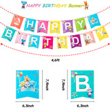 Haooryx 48Pcs Word Party Birthday Party Decorations Supplies- Happy Birthday Banner, 12" Latex Balloons, Word Party Cake Topper Cupcake Toppers, Table cover for Baby Shower Theme Birthday Party Favor