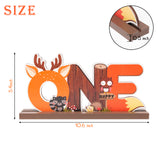 Haooryx Woodland Animals ONE Letter Sign Wooden Centerpiece, Forest Animal Theme Party Decoration Baby 1st Birthday Photo Props for One Year Old Kids First Birthday Happy Fall Baby Shower Decor