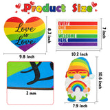 Haooryx 3Pcs LGBT Gay Pride Day Wooden Hanging Door Sign, Rainbow Gnome Wooden Sign Love is Love Hanging Sign Everyone is Welcome Here Decorative Wood Sign Indoor Outdoor Wall Party Decor Supplies