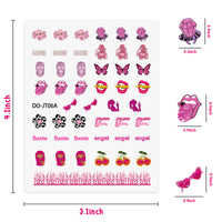 Haooryx 8 Sheets Y2k Baddie Girl Nail Stickers, Super Baddie Girly Aesthetic Nail Decals Women Girls Fingers Pink Trendy Manicure Sticker Money Lips Nail Art Decals Cool Sexy Girl Nail Art Supplies