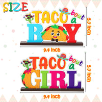 Haooryx 2Pcs Taco Bout a Baby Gender Reveal Wooden Centerpiece Table Decorations, Mexican Cinco De Mayo Boy Girl Letter Signs He or She Table Centerpieces for Gender Reveal Baby Shower Party Supplies