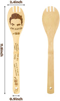 Haooryx 5 Pcs Schitt's Creek Wooden Spoons Set Novelty Kitchen Cooking Utensils Natural Non-Stick Carve Burned Bamboo Cooking Spoon Slotted Spatula House Warming Presents Fun Gift Idea