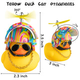 Haooryx 3Pcs Camouflage Rainbow Rubber Duck Toy Car Ornaments Helmet Yellow Duck Car Dashboard Decorations Set, Camouflage Series Rubber Ducks with Propellers Glasses Gold Chain for Kids Adults Gift