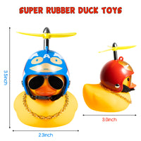 Haooryx 3 Pack Rubber Duck Toys Car Ornaments Helmet Yellow Duck Car Dashboard Decorations Set, Superhero Series Rubber Ducks with Propellers Helmet, Sunglasses, Gold Chain for Adults, Kids Gift