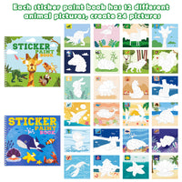 Haooryx Animal Stickers Paint Books Craft for Kids, Dinosaur Unicorn Shark Dolphin Turtle More Land and Sea Animal Designs DIY Puzzles Book for Kids Art Craft Gift -Create 24 Pictures …