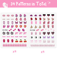 Haooryx 8 Sheets Y2k Baddie Girl Nail Stickers, Super Baddie Girly Aesthetic Nail Decals Women Girls Fingers Pink Trendy Manicure Sticker Money Lips Nail Art Decals Cool Sexy Girl Nail Art Supplies