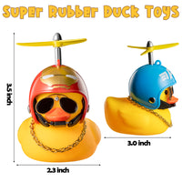 Haooryx 3 Pack Rubber Duck Toys Car Ornaments Helmet Yellow Duck Car Dashboard Decorations Set, Superhero Series Rubber Ducks with Propellers Helmet, Sunglasses, Gold Chain for Adults, Kids Gift