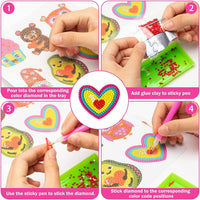 Haooryx 12Pcs Valentine’s Day 5D DIY Diamond Painting Kit for Kids Adult Beginners Resin Rhinestone DIY Handmade Paint by Numbers Mosaic Stickers Love Heart Diamond Art Party Favors Art Crafts Gifts