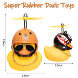 Haooryx 3 Pack Cute Rubber Duck Toys Car Ornaments Cool Glasses Yellow Ducks Car Dashboard Decoration Kit, Animal Series Helmet Ducks with Propellers Glasses Gold Chain for Adults, Teens, Kids Gift
