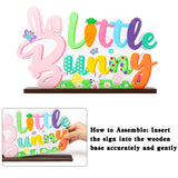 Haooryx Bunny Easter Baby Shower Wooden Table Centerpiece, Little Bunny Is On The Way Wood Letter Sign Gender Reveal Party Decoration for Spring Holiday Easter Party Supplies Birthday Decor Photo Prop