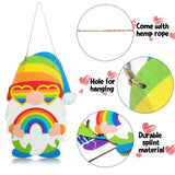 Haooryx 3Pcs LGBT Gay Pride Day Wooden Hanging Door Sign, Rainbow Gnome Wooden Sign Love is Love Hanging Sign Everyone is Welcome Here Decorative Wood Sign Indoor Outdoor Wall Party Decor Supplies