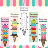 Haooryx 75Pcs Color Your Own Ice Cream Bookmarks, Summer Ice Cream Theme Kids DIY Coloring Blank Bookmark for Kids Birthday Gift Classroom Reading Club Rewards Book Decoration Paper Art Craft Supplies