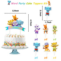 Haooryx 48Pcs Word Party Birthday Party Decorations Supplies- Happy Birthday Banner, 12" Latex Balloons, Word Party Cake Topper Cupcake Toppers, Table cover for Baby Shower Theme Birthday Party Favor