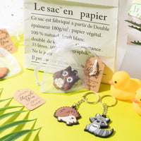 Haooryx 72pcs Woodland Animal Keychains Gifts with Thank You Kraft Tags and White Gift Bags Forest Key Chain Candy Goodie Bags Party Favors Supplies for Adult Kids Guests Return Birthday Baby Shower