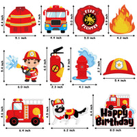 Haooryx 42pcs Fire Truck Birthday Decoration Supplies Kit, Fire Happy Birthday Banner Fireman Hanging Swirls Cake Topper Centerpieces Sticks for Kids Firefighter Theme Party Baby Shower Photo Props …