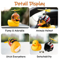 Haooryx 3 Pack Cute Rubber Duck Toys Car Ornaments Cool Glasses Yellow Ducks Car Dashboard Decoration Kit, Animal Series Helmet Ducks with Propellers Glasses Gold Chain for Adults, Teens, Kids Gift