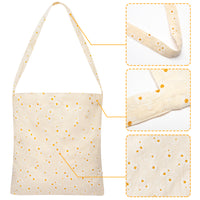 Haooryx Daisy Tote Bag Cotton Canvas Tote Bag for Women Girl Daisy Design Cotton Shoulder Tote Bag Eco-friendly Tote Bag Bulk Reusable School Work Grocery Shopping Canvas Tote Bag with Pockets