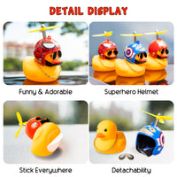 Haooryx 3 Pack Rubber Duck Toys Car Ornaments Helmet Yellow Duck Car Dashboard Decorations Set, Superhero Series Rubber Ducks with Propellers Helmet, Sunglasses, Gold Chain for Adults, Kids Gift