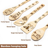 Haooryx 5Pcs Bee Wooden Spoons Spatula Set, Bee Themed Cooking Utensils Non-Stick Carve Spoons Burned Bamboo Cookware Kitchen Gadget Kit Housewarming Gift Chef Present Funny Kitchen Decor