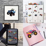 Haooryx 24Pcs Monster Truck Make Your Own Stickers, Cartoon Make a face Sticker Game for Monster Truck-Themed Birthday Party Decorations Favor Supplie