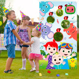 Hsooryx Cocomelon Toss Games with 4 Bean Bags Set Fun Party Game, Large Banner Fun Indoor Outdoor Throwing Games for Kids Adult Themed Birthday Party Favors Decoration Supplies Baby Shower Activities