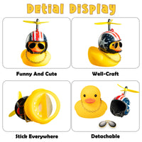 Haooryx 3 Pack Rubber Duck Toys Car Ornaments, American Flag Yellow Ducks Car Dashboard Decoration Camouflage Star and Stripe Helmet Squeak Duck with Propeller for Kid Adult 4th of July